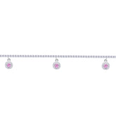 Asfour Crystal Tennis Bracelet With Turquoise Pear & Emerald Zircon In 925 Sterling Silver